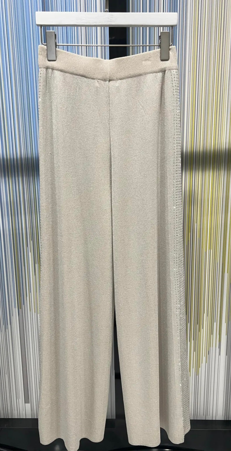Beige strass trousers