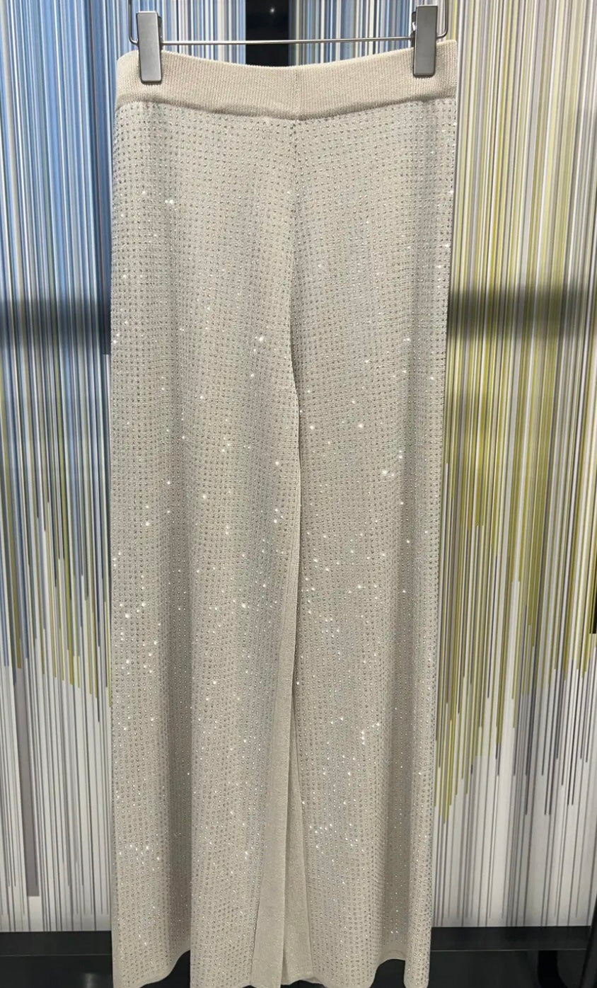 Beige strass trousers